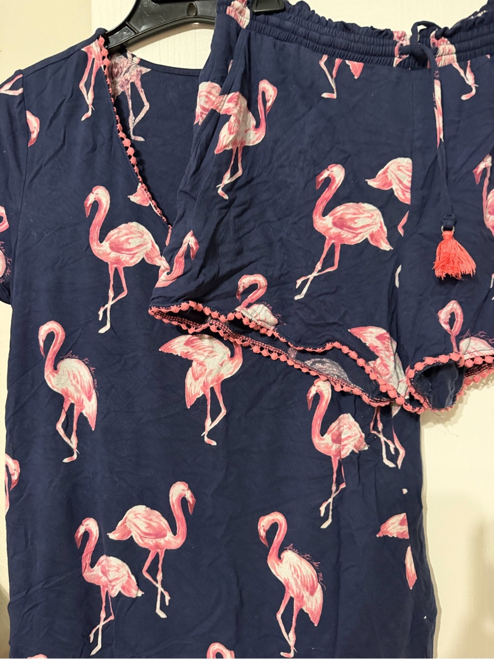 Soma cool nights navy Flamingo Pajama Set - Pink Flamingo Print size small both